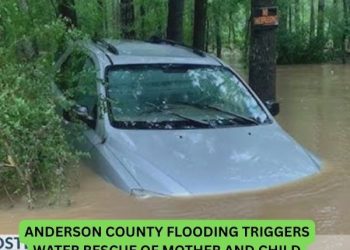 Anderson County Flooding Triggers Water Rescue of Mother and Child, Prompts Widespread Road Closures